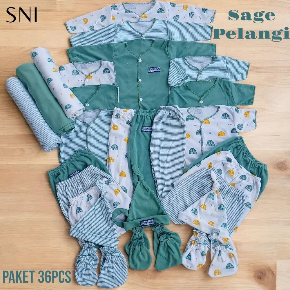 Paket Brojol SNI Baju Bayi Baru Lahir 36pcs (SNI) Untuk Usia 0-3 Bulan-Newborn,tidur Parsel Katun