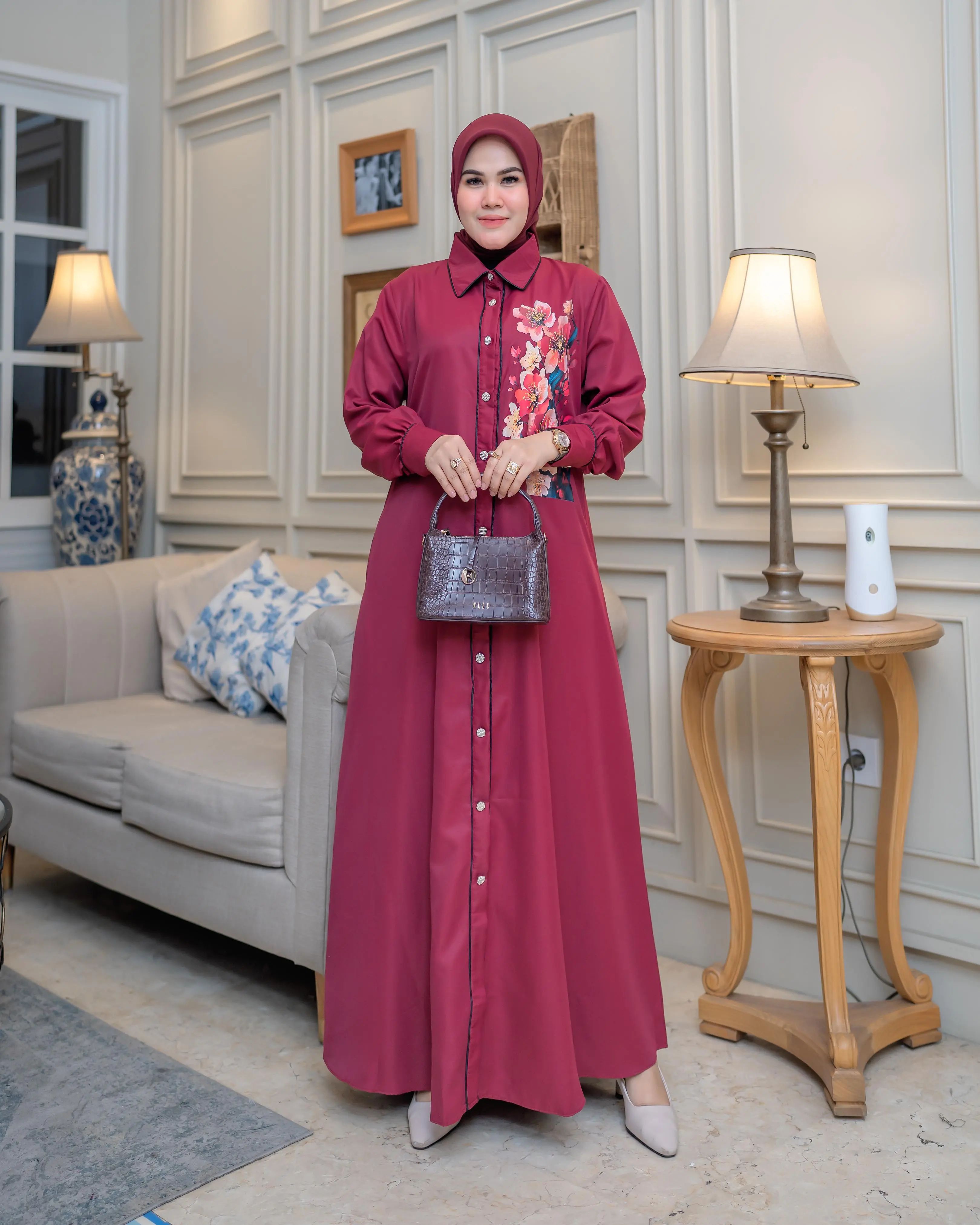 Gamis kancing seribu mewah elegan terbaru 2024/Gamis lebaran 2024 cotton luxuri/fashion muslim wanita gamis kekinian/gamis premium Dress Crinkle Kondangan Pesta Ceruty Simple Syari Dewasa Panjang Tebal Standar Nyaman Remaja Airflow Hitam