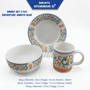 Dinner Set Keramik Porselen Model Amerta Dan Haya Isi 3 Pcs By. Queen Marry | Sanjaya Kitchenware 23