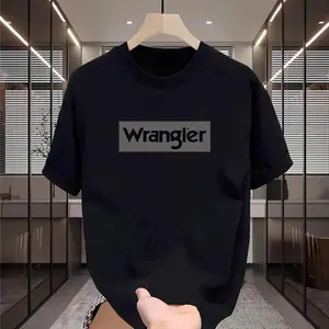 Kaos Pendek Couple Katun Murni, Desain Wrangler yang Menonjol, Kasual Nyaman, Wajib Punya untuk Couple Combed Cowok Oversize T-Shirt