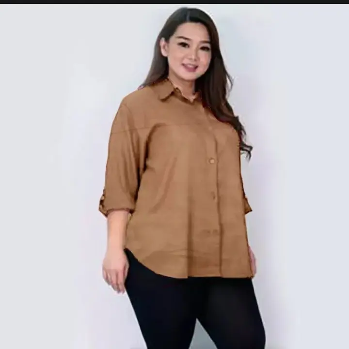 KEMEJA KERJA WANITA POLOS LENGAN PANJANG BIG SIZE 0