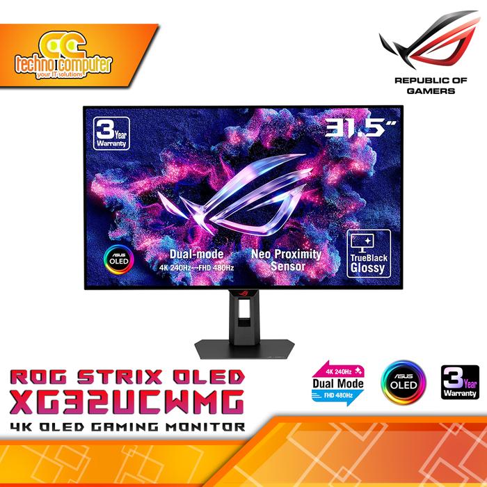 Gambar MONITOR ASUS ROG Strix OLED XG32UCWMG Gaming Monitor - 32 inch, Dual Mode (4K@240Hz, FHD@480Hz), WOLED, 240Hz, 0.03ms dari Techno Computer Bali Kota Denpasar Tokopedia
