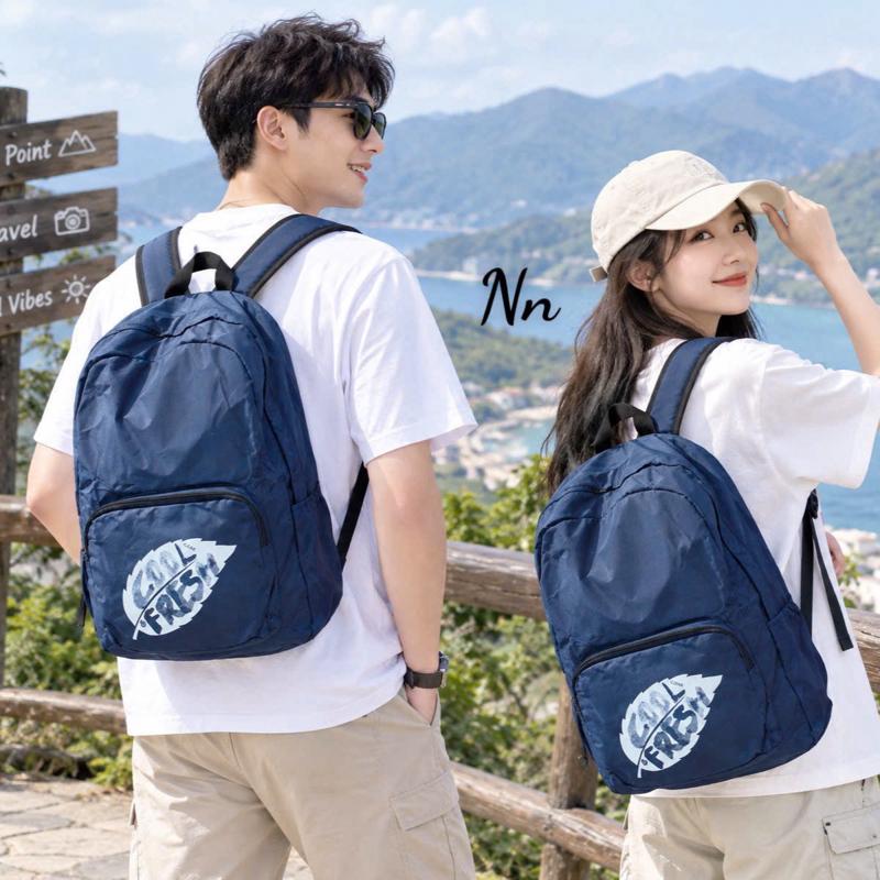 ( Ảnh Shop ) Balô gấp gọn in chữ COOL FRESH kiểu đơn giản cho nam nữ dùng du lịch - học tập