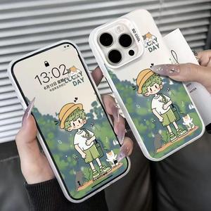 เคสมือถือเด็กชายผมสีเขียวมีฮู้ดสีเงินสีสันสดใส เหมาะกับ iPhone 14promax iPhone13pro ป้องกันการตกหล่น 12 บุคลิก