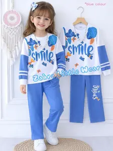 SETELAN FASHION PARSEL SWEATER MOTIF  SMILEE ANAK PEREMPUAN LARIS//MURAH//BAGUS//TEBAL//ADEM//NYAMAN//VIRAL BAHAN BABYTERRY READY DARI USIA 1-12 TAHUN ANAK BUNDA