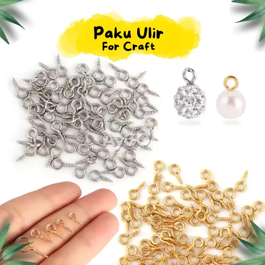 Paku Ulir / Ring Paku Ulir / Sekrup Gantungan Kunci / Hook / Stainless Steel Mini Screw Eye Pins for Jewelry