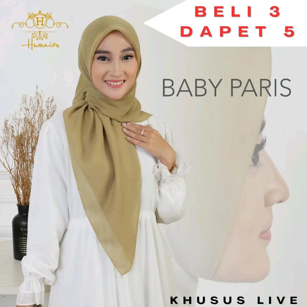 [BELI 3 DAPET 5] HARGA AMBYARR KHUSUS LIVE!! HIJAB SEGIEMPAT BABY PARIS STOK TERBATAS!!