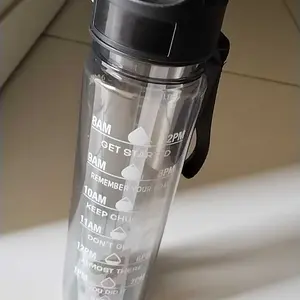 [SHE LASH MOU] B-02 Botol Minum 1 Liter Bening Transparan / Botol Air Minum Anak Sekolah Sedotan Anti Bocor