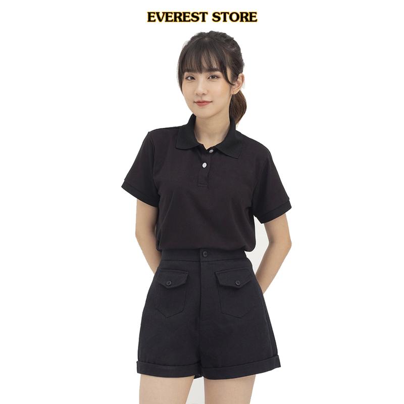 Áo thun polo nữ vải cá sấu trơn có cổ Everest 15 màu Top