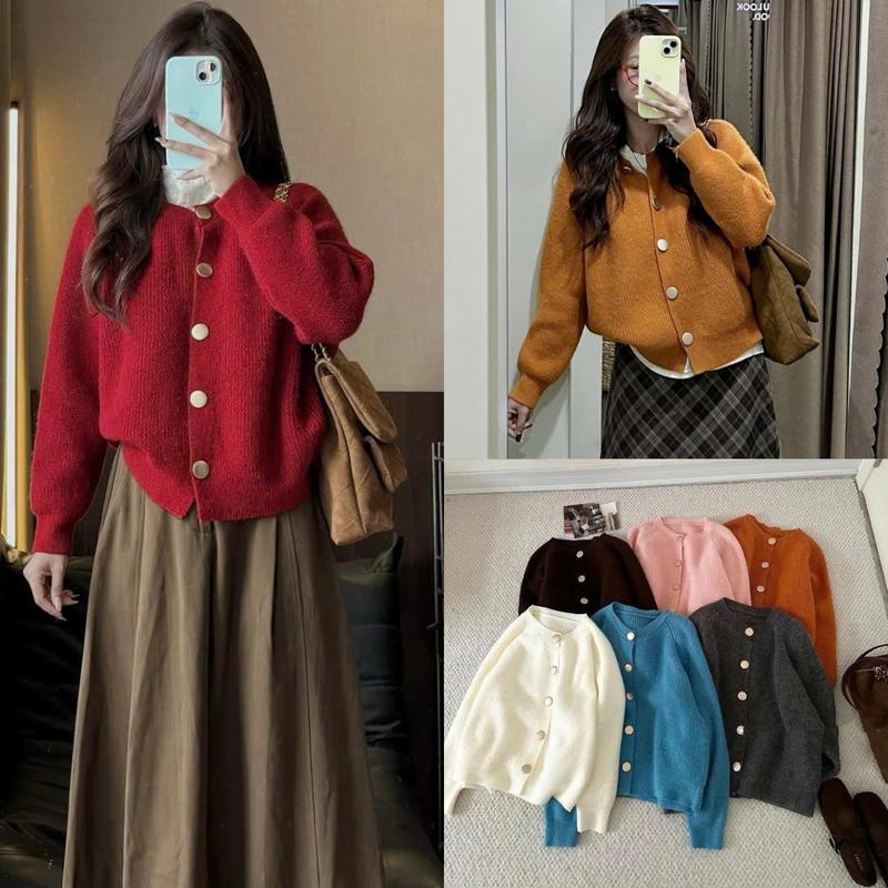 Áo cardigan len cúc to chất dày NABI CARDIGAN màu xanh nâu choco đỏ cam màu hót AoCDG2288 by 247store