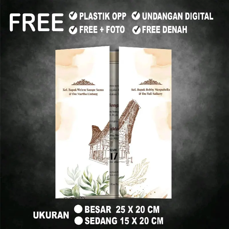 (100 pcs) undangan terbaru tema suku free plastik free desan free tambah denah lokasi free undangan digital 2