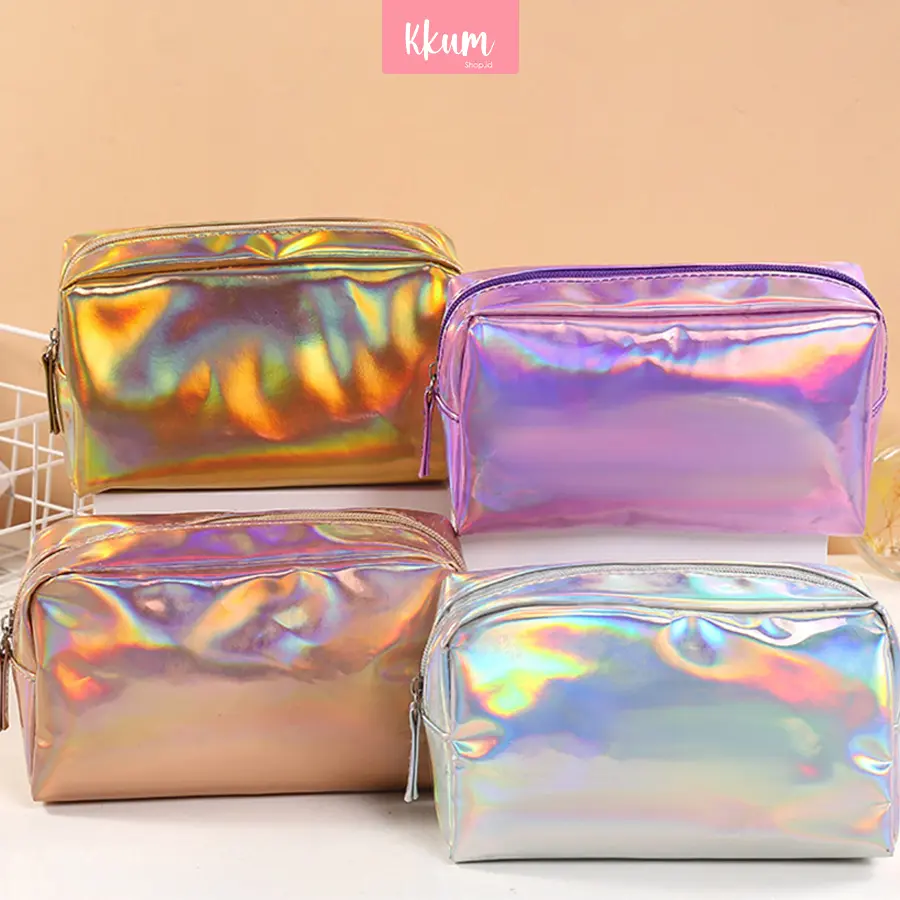 Pouch hologram/ Tas Kosmetik Travel Bag Dompet Wanita