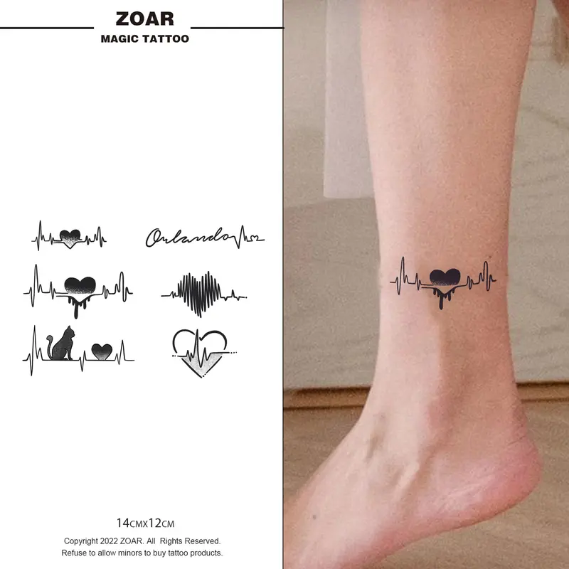 Zoar M-192 Stiker Tato Temporary Semi Permanen 【Combo ecg】Tahan lama Tattoo menempel dekorasi seni untuk pria dan wanita 0