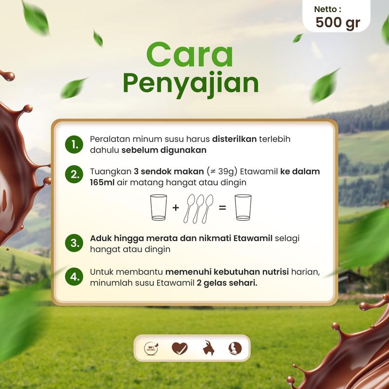 ETAWAMIL Susu Kambing Etawa Bubuk - Rasa Cokelat Enak Sehat Halal BPOM 1000 gram 1 KG Milk 5