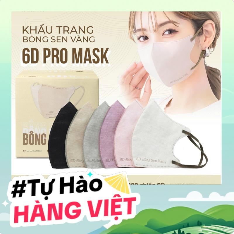   LIVE  Khẩu Trang 6D Bông Sen Vàng Thoáng Khí 3 Lớp Thiết Kế Thời Trang 