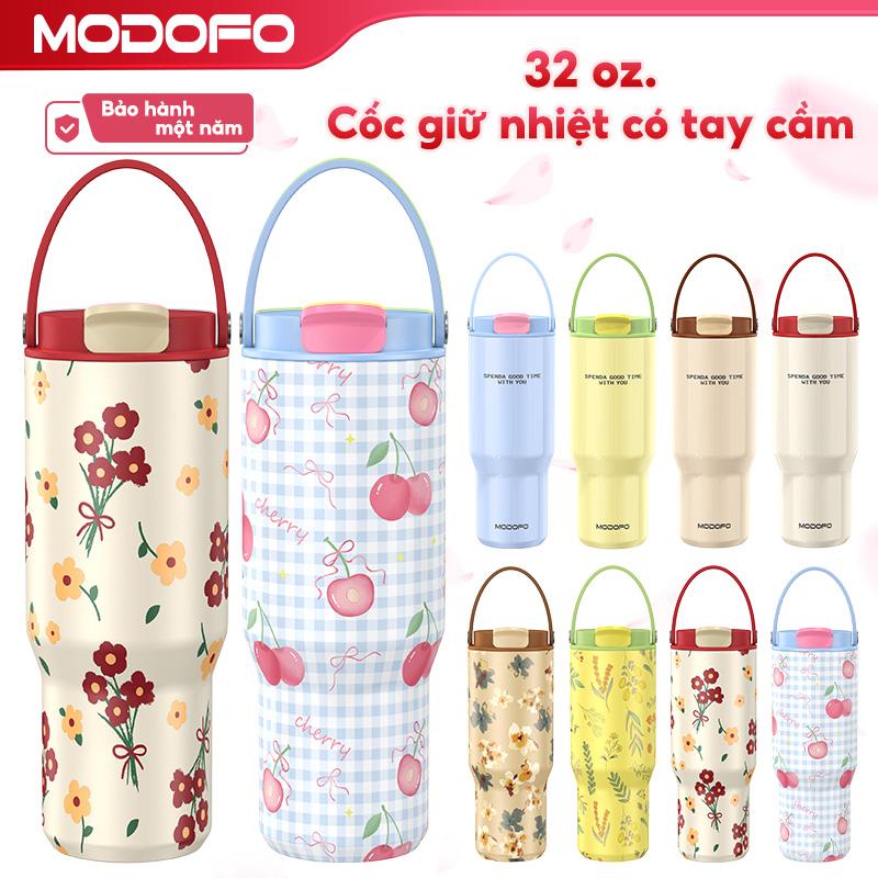   Tặng nhãn dán  MODOFO Cốc Giữ Nhiệt 32oz Có Tay Cầm Cốc Bằng Thép Không Gỉ Cấp Thực Phẩm Vòi Uống Kép Giữ Lạnh Trong 12 Giờ Giữ Nóng Trong 18 Giờ Lỗ Phụ Kiện Để Tùy Chỉnh Lý Tưởng Cho Văn Phòng Du Lịch bình nước giữ nhiệt mẫu mới nhất 