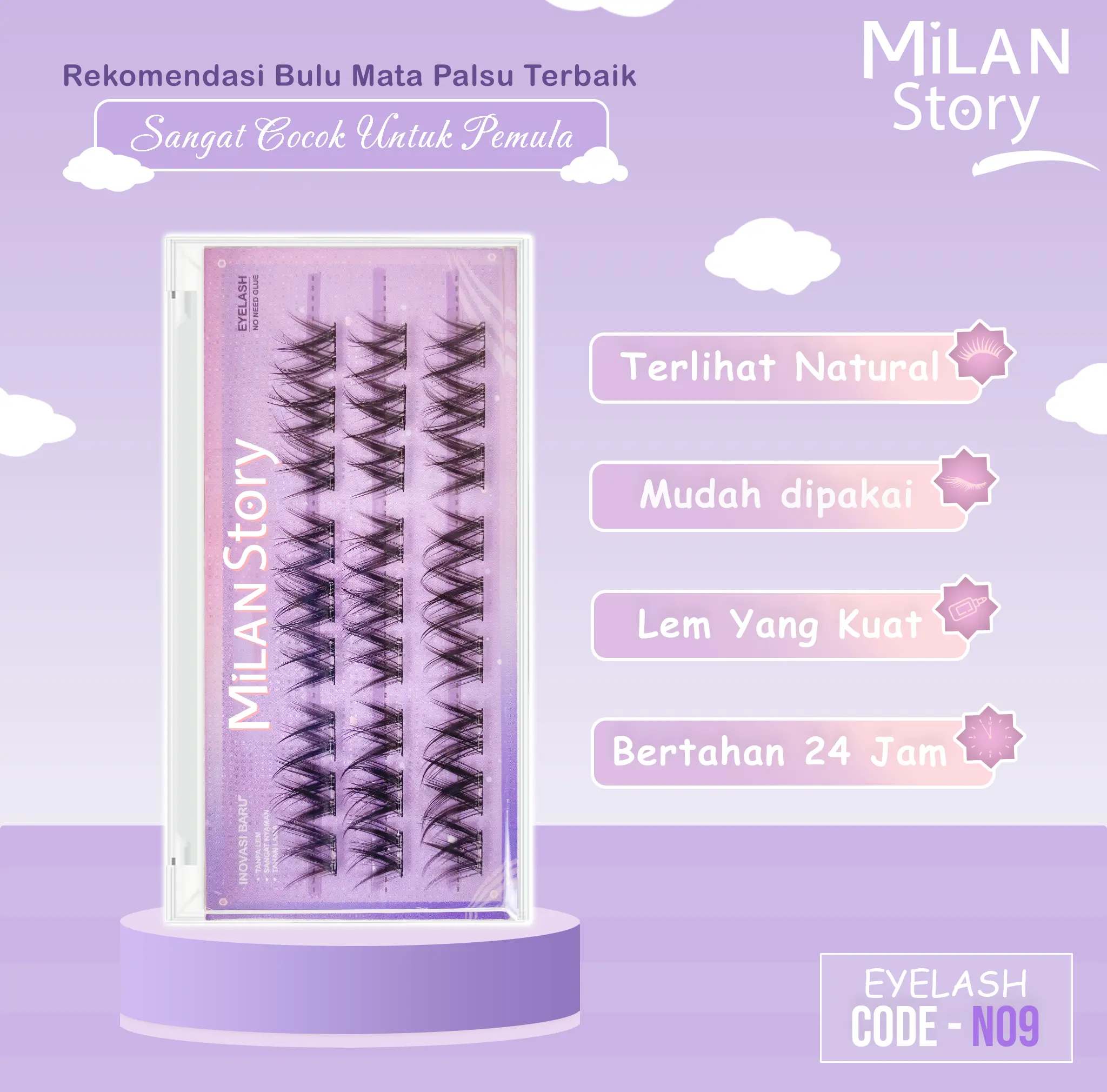 [ LANGSUNG TEMPEL ] MILAN STORY Bulu Mata Palsu Individual Lashes N09 Dubai | Eyelash Extension Tanpa Pinset
