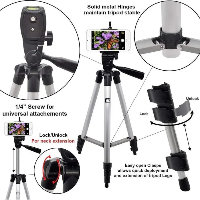 PS - Tripod Handphone Tripod Kamera 3110 1 Meter 1M Free Holder U dan Tas Tripod 5