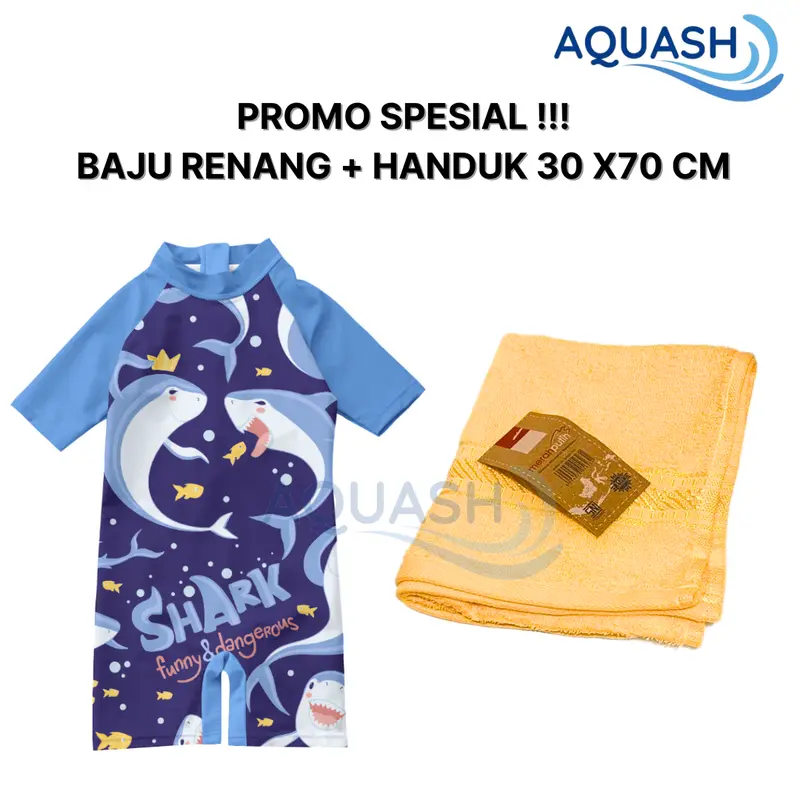 Paket Hemat Baju Renang Anak Laki-Laki Usia 3-10 Tahun dan Handuk Merah Putih 2