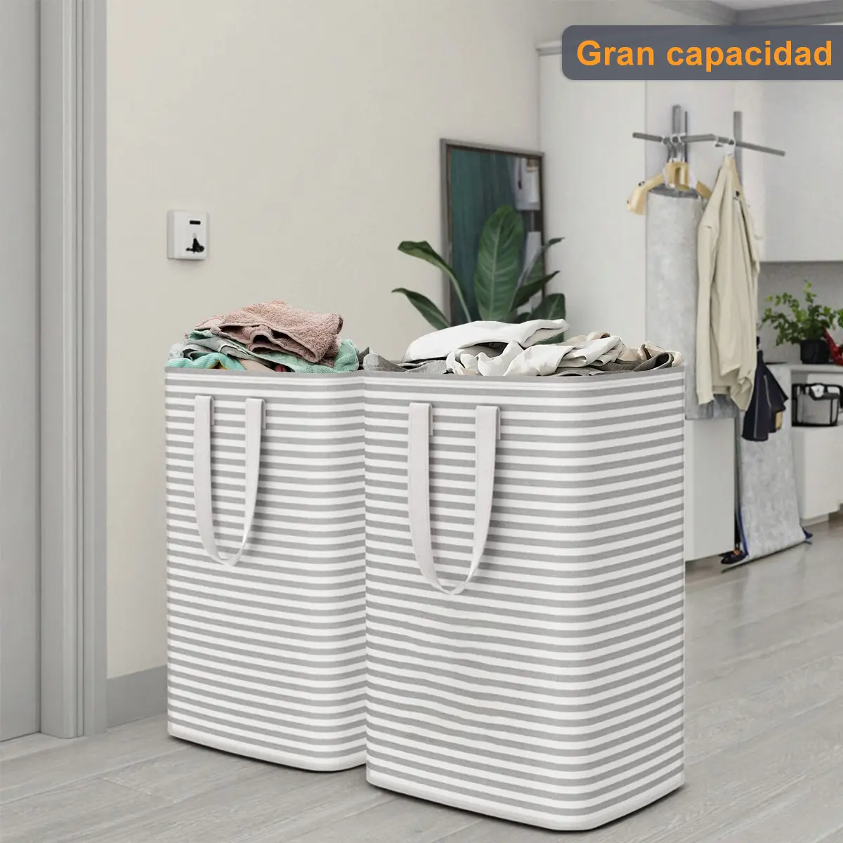 【Multiusos】2 Piezas 75 L Cestos Para Ropa Sucia Plegable Para Baño, Lavanderla y Trastero, Cesto Multiusos paraJuguetes, Aperitivos y Objetos Diversos