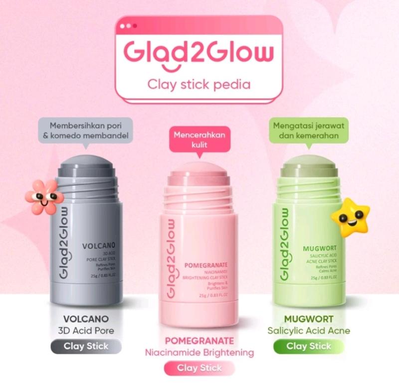 Product Introduction of GLAd2Glow pomegranate niacinamide brigthtening clay stick mugwort acne clay mask stick 1