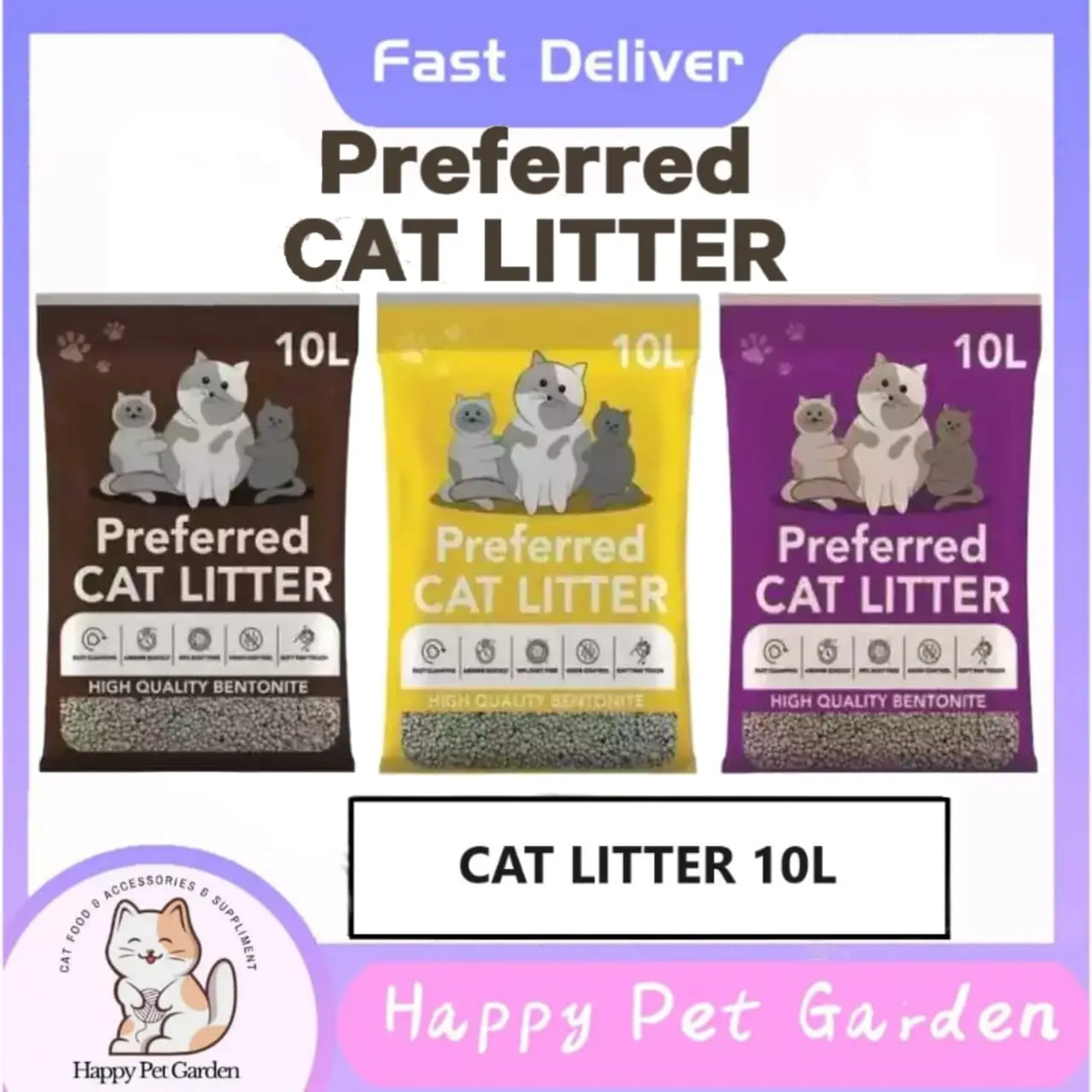 PREFERRED Bentonite Premium Super Clumping Cat Litter Sand /Hello Pasir Kucing Wangi Murah Premium 10L/Clean & Fresh Bentoni 10L