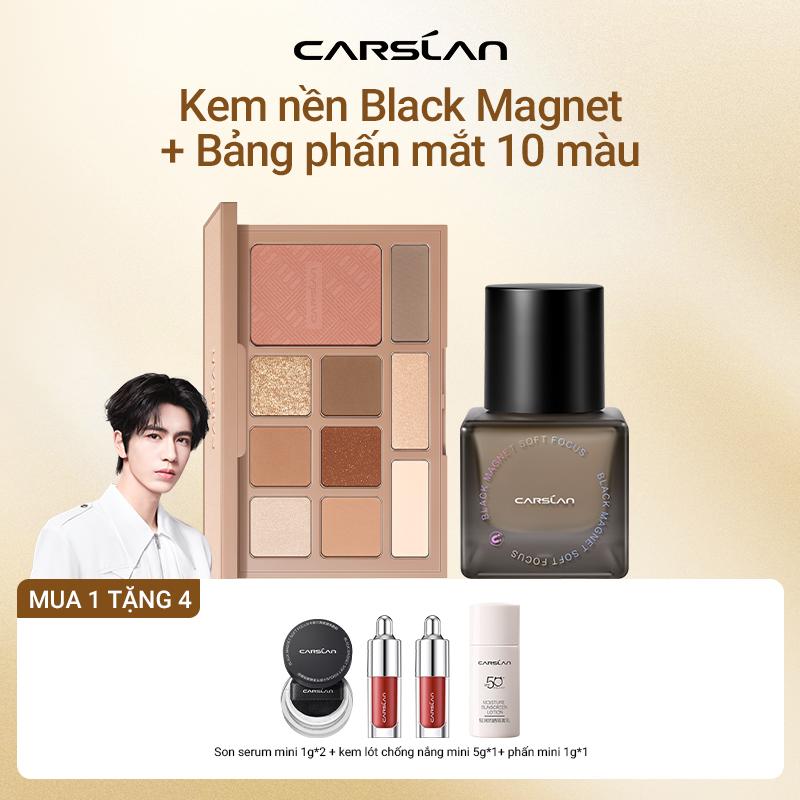 COMBO Kem nền Black Magnet 30ML+ Bảng phấn mắt 10 màu + Gifts Son serum mini 1g*2 + kem lót chống nắng mini 5g*1+ phấn mini 1g*1