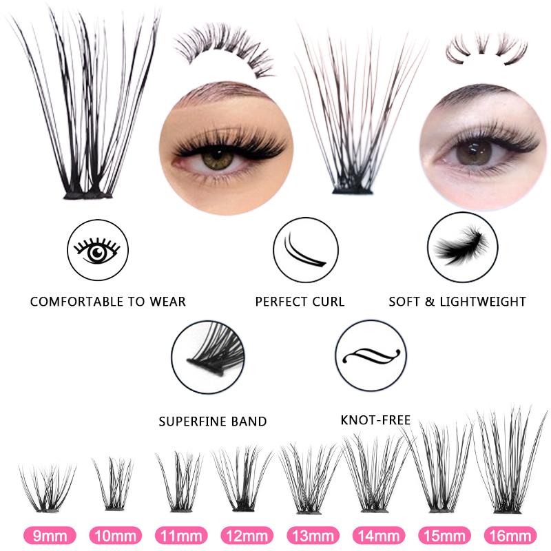 Lông Mi Cụm, KOREMAZ, Lông Mi Cá Nhân, Cong D, phồng, 10D / 20D / 30D / 40D / 50 Lông Mi Mỏng, Cụm, Tự Làm Tại Nhà, Kết Hợp D-9-16 7