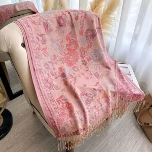 TERLARIS PASHMINA CASHMERE BEGUM SERIES BY HALIMEE SCRAF ORIGINAL LEMBUT HALUS VIRAL KASHMIR Jilbab Muslim Syal Wanita Kerudung Syari Khimar FLOWER