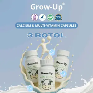 Grow Up 3 Botol Calcium - Suplemen kalsium Anak dan Dewasa l Dukung Pertumbuhan Tulang dan Gigi Secara Optimal - Original & BPOM