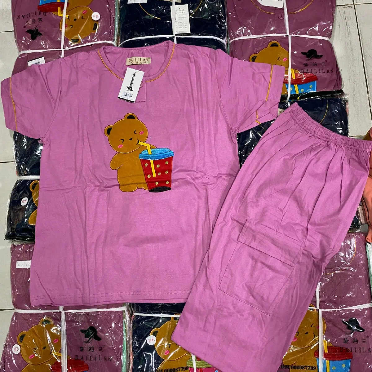 cp delilan standar  baju tidur wanita pendek tangan panjang kaki piyama tidur wanita Setelan