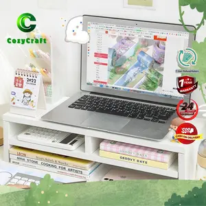 CozyCraft - Rak Dudukan Laptop Multifungsi Modern Minimalis untuk Desk Organizer Meja Kerja Belajar Pajangan Hiasan Dekorasi Laci Kecil Peninggi Monitor Rak Penyimpanan Barang Kantor Sekolah Rumah Kampus Kos-kosan Perpus Serbaguna