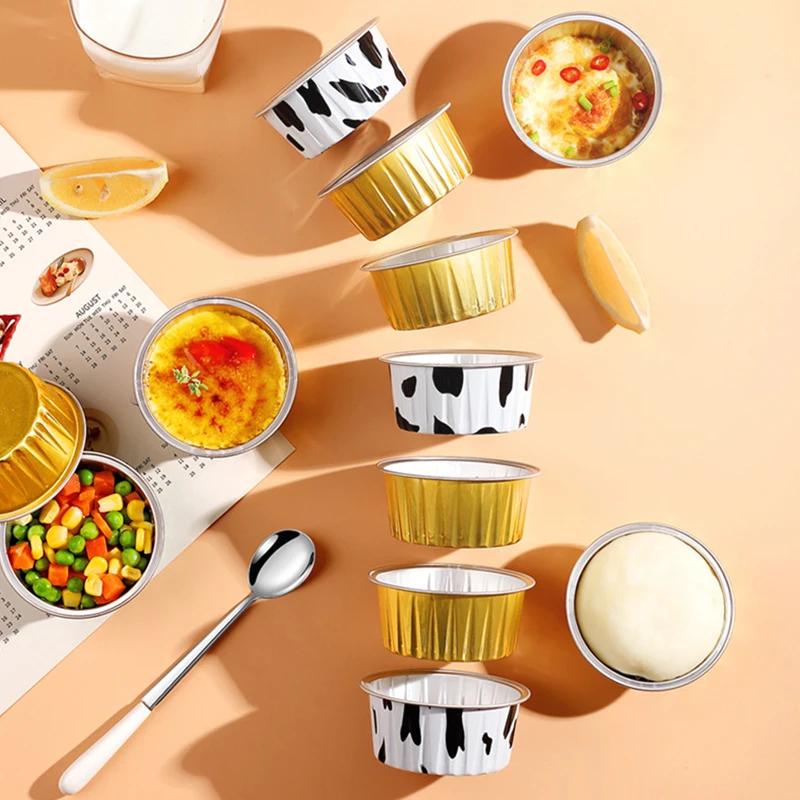 Cốc Thiếc Giấy Bạc Tái Sử Dụng, 10 Cái, Khuôn Bánh Pudding Nồi Chiên Không Dầu Hộp Giấy Thiếc Khay Nướng Nhỏ Cốc Giấy Thiếc Dụng Cụ Làm Làm Bánh Và Làm Bánh 0