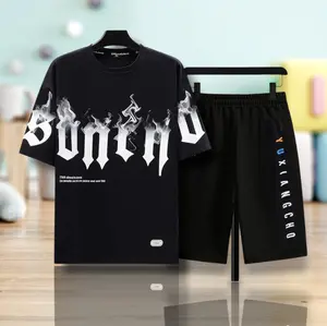 outfit cowok 1 set Pakaian Unisex Setelan SON YU, Baju T-Shirt Atasan Kaos Oblong dan Celpen Katun - Pria Wanita Distro Motif Dewasa