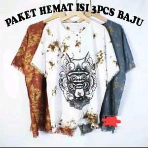 paket hemat 3pcs/50rb  kaos barong murah Rayon Pendek Oblong Cewek Santai Motif