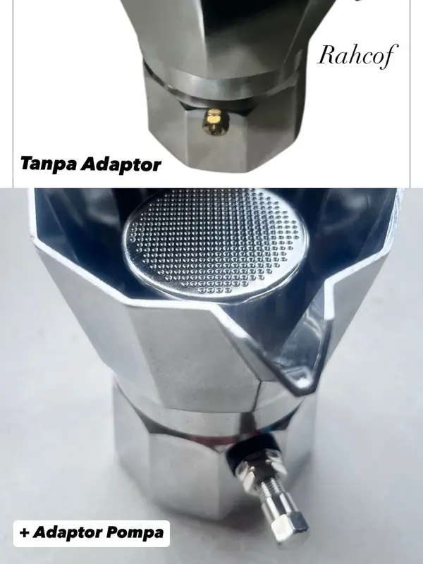 Mokapot Modifikasi include Adaptor Pompa (pentil) free Temper takar dan Puckscreen/ Moka pot Modif Pompa / Adaptor Pompa (pentil) 3