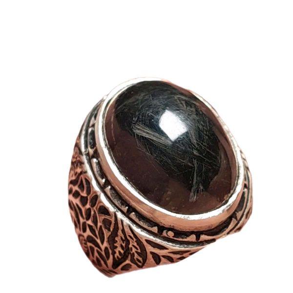 Cincin Pria Bulu Macan Bulugoyang  nempel magnet obsidian Ring Alpaka Super dengan Desain Eksklusif dan Kualitas Terbaik