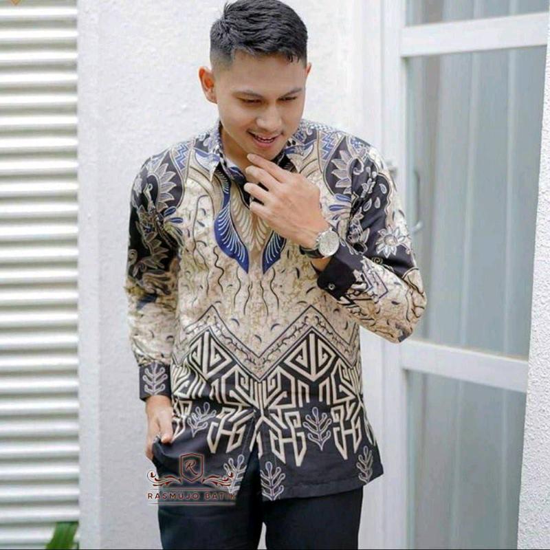Kemeja Batik  Pria Panjang Baju Kantor batik  Dewasa size M L XL XXL 7