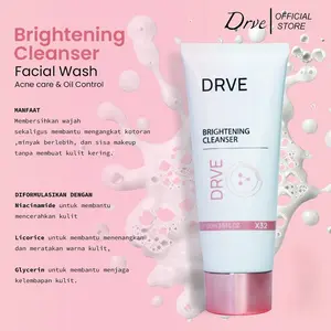 Drve 2 Brightening  cleansing foam membersihkan wajah/memperbaiki pori pori / mengontrol minyak berlebih /dan mengandung Niacinamide yg dapat mencerahkan warna kulit