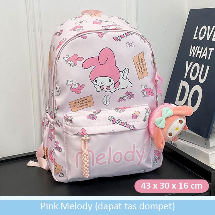 Product Introduction of Tas Ransel Sanrio Besar SD SMP SMA Kuromi Pochacco Melody & Hello Kitty | CL08 Kivaro Anak Motif Fashion 46