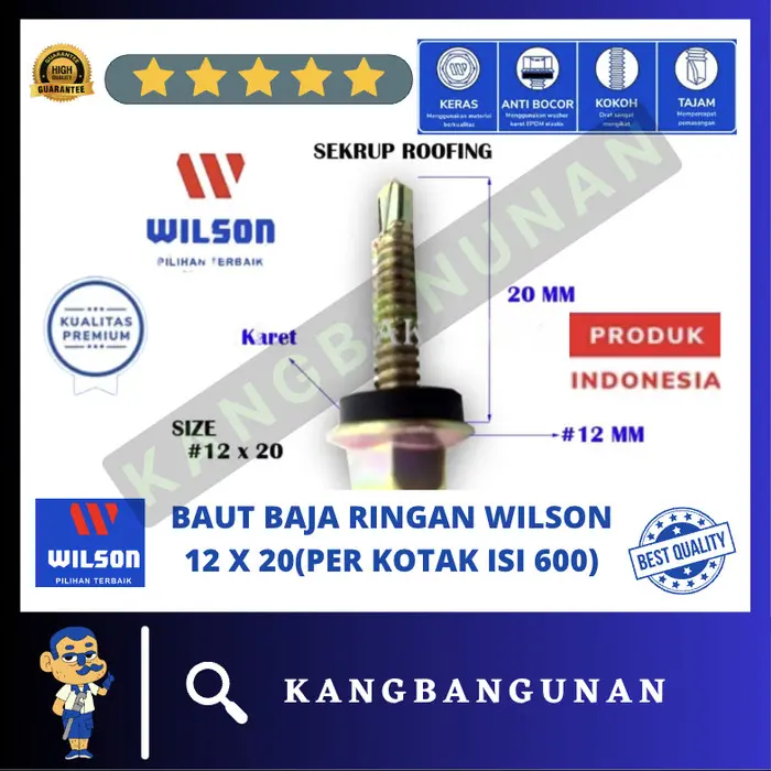 Skrup Baja Ringan 12 x 20 Roofing Putih Wilson (per Box) isi 600