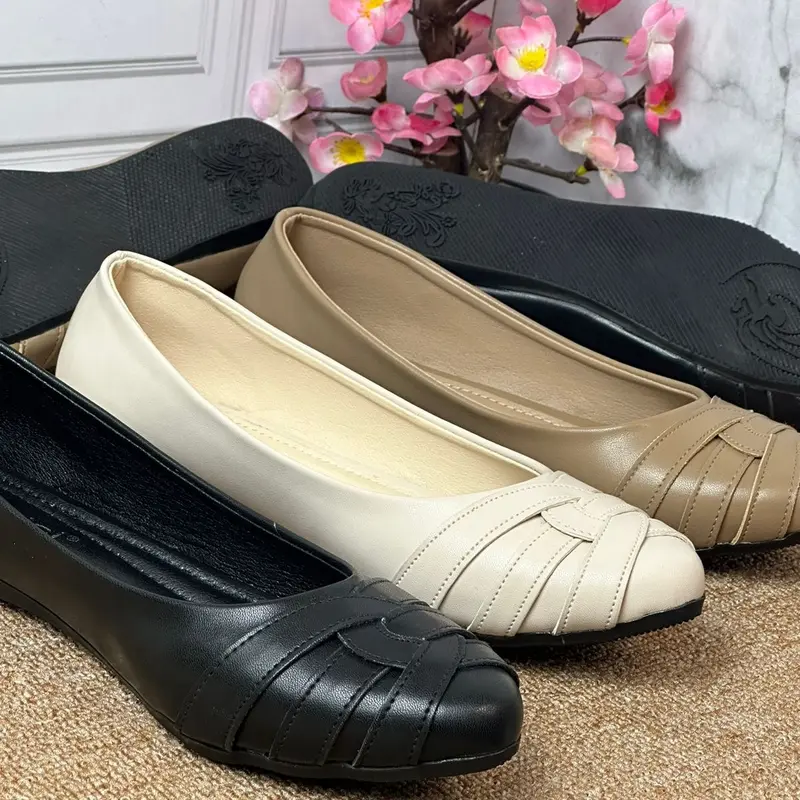 Flat Shoes Wanita Slip On Bahan Sintetis Premium FR-06 Gravici Sepatu Kerja Cewek sepatu  kerja Perempuan Hitam Karet flat shoes kuliah 3 sepatu  ceper 3