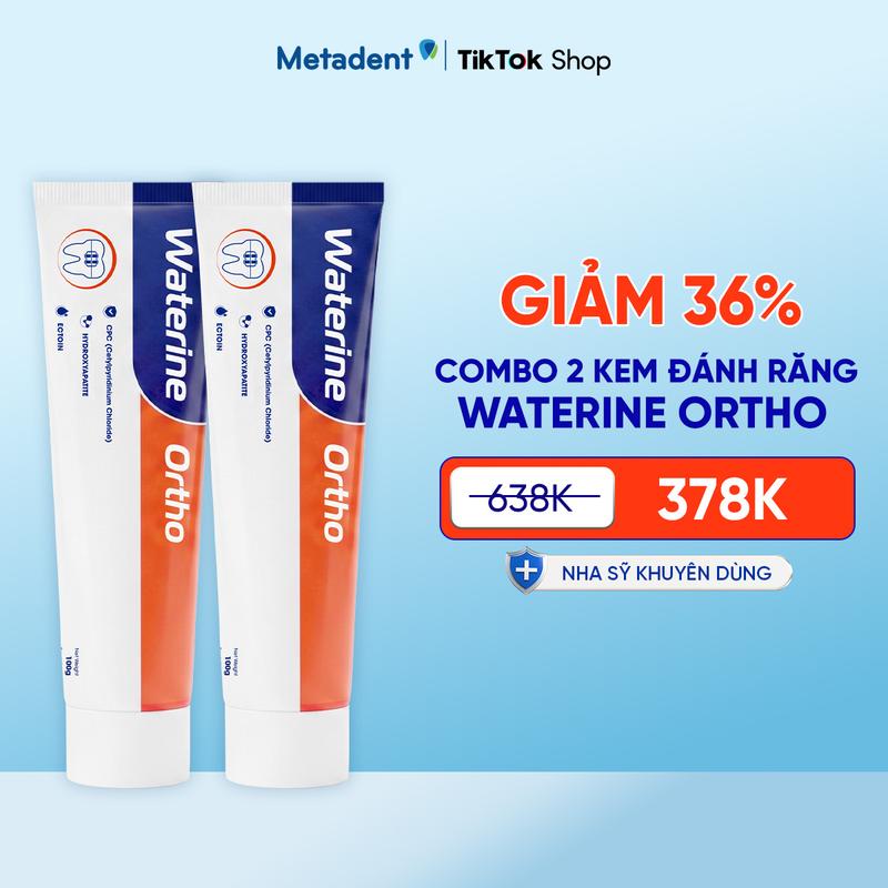 Combo 2 Kem Đánh Răng Waterine Ortho Cho Người Niềng Răng - Hỗ Trợ Bảo Vệ Men Răng, Ngừa Mảng Bám
