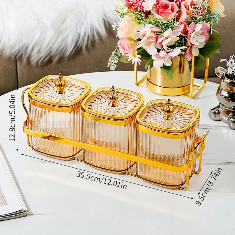[MS] Toples Permen Toples Kue Toples Bumbu Toples Serbaguna dengan Tatakan Gold Besi 6