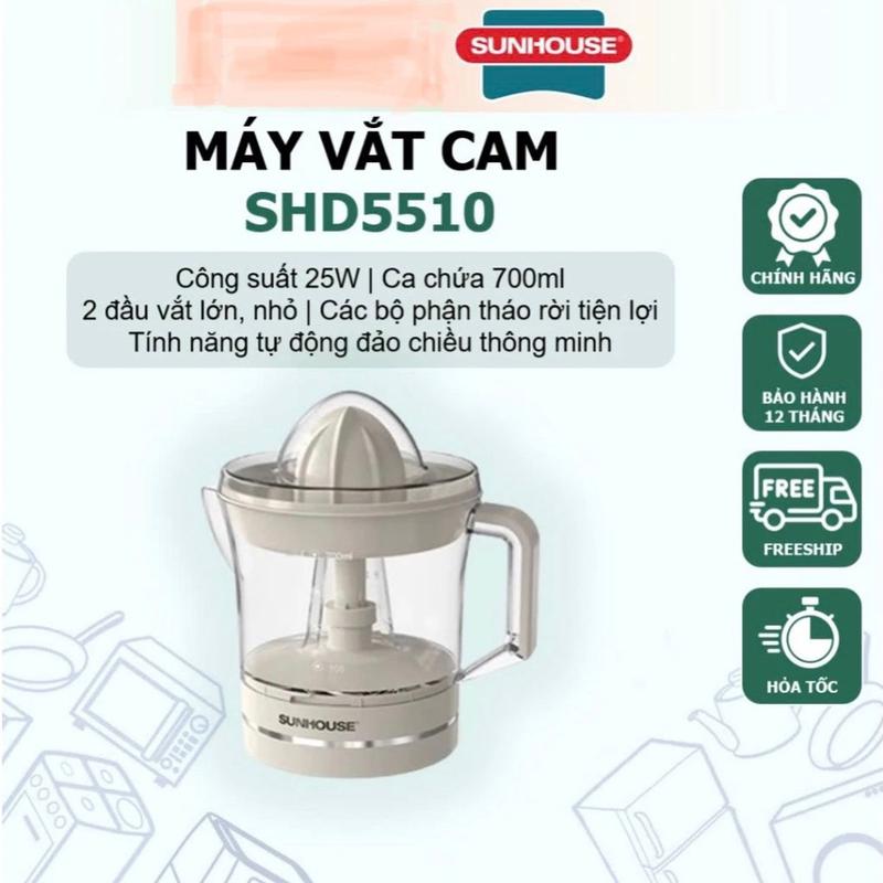Máy vắt cam Sunhouse SHD 5510 700ml - Máy vắt cam thông minh 2 đầu vắt, tự động đảo chiều xoay
