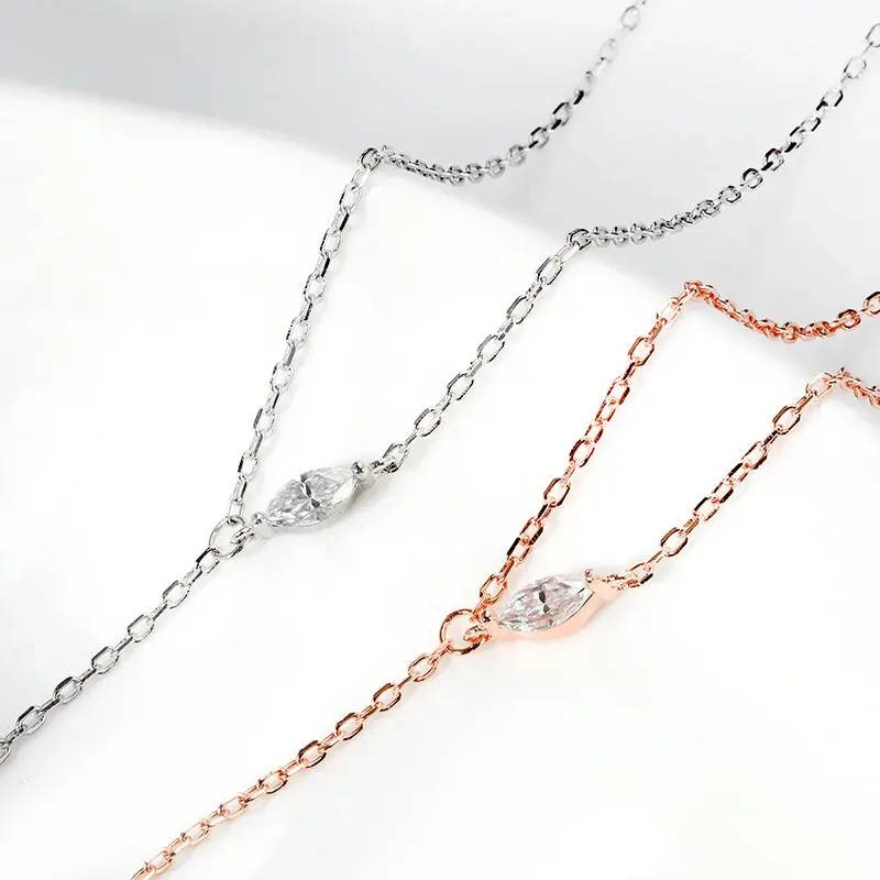 Smyoue Marquise Cut All Moissanite Lab Diamond dy Chain for Women Adjustable dy Jewelry 925 Sterling Si er Plated 18K