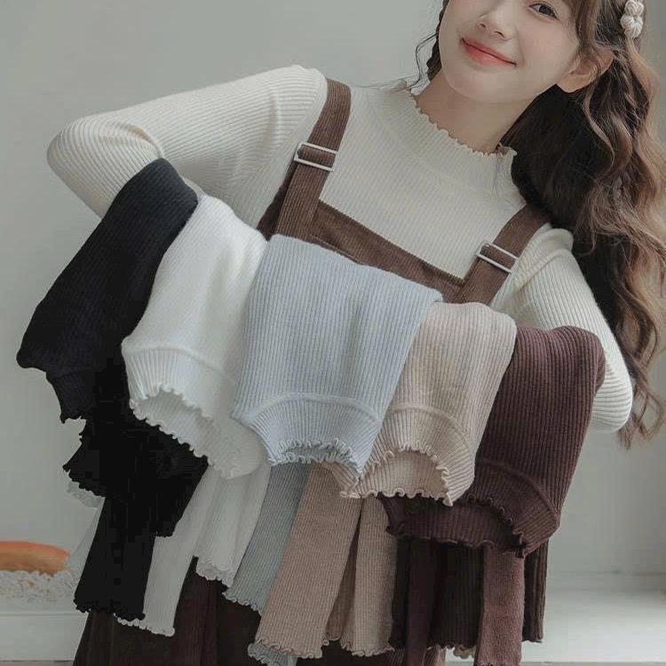 Áo len tăm nữ cổ 3p cổ bèo chất liệu len co dãn mềm mịn dáng ôm body giữ nhiệt tốt không xù không bai nhão-T06