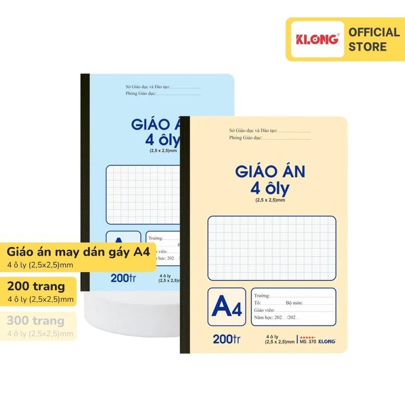  Sổ giáo án 4 Ô LY may dán gáy Klong 370 - Khổ A4 - 200 trang I Vở dành cho giáo viên và học tiếng Trung 