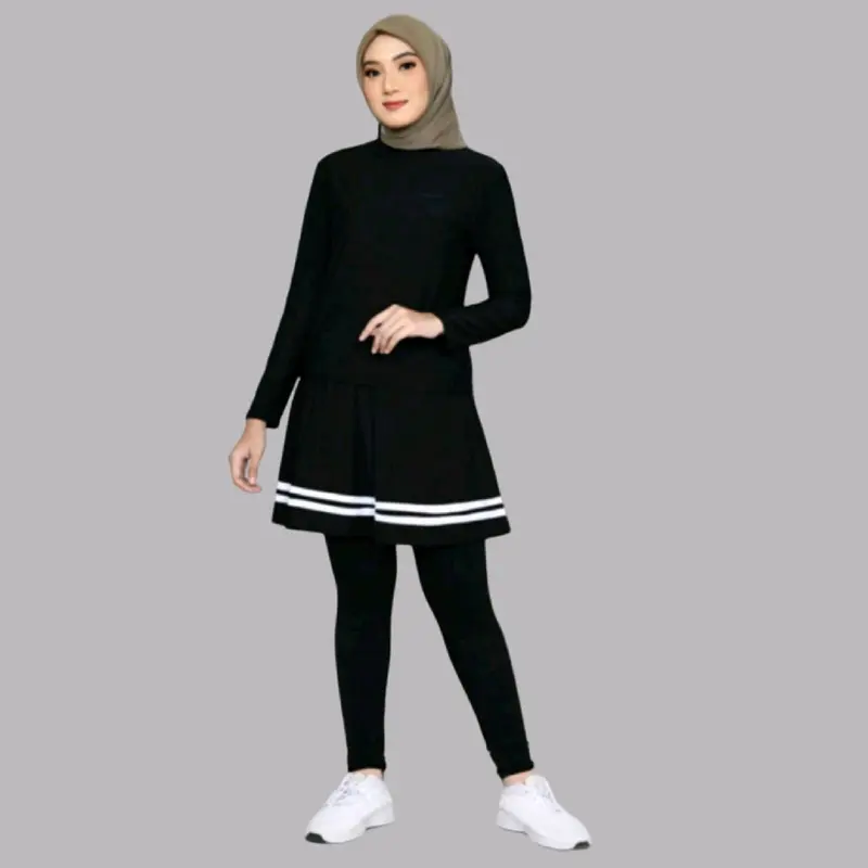 Legging Rok Olahraga Stripe Wanita Skirt Sport Jogging Renang Sepeda Lari Zumba Senam Aerobik Outdoor Celana Yoga 1