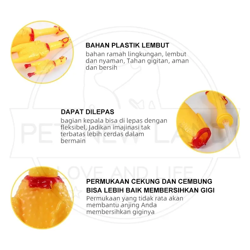 Mainan Kucing Anjing Ayam Karet Anti Sobek Screaming Chicken Pet Toys Mainan Hewan 4